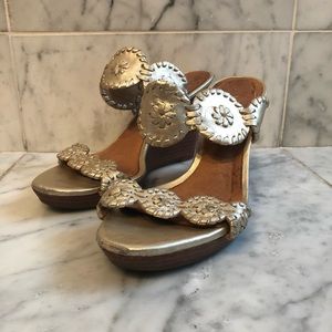 Jack Rogers Gold Wedges